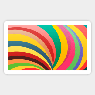 Colorful curves, rainbow print, oval shape print Sticker